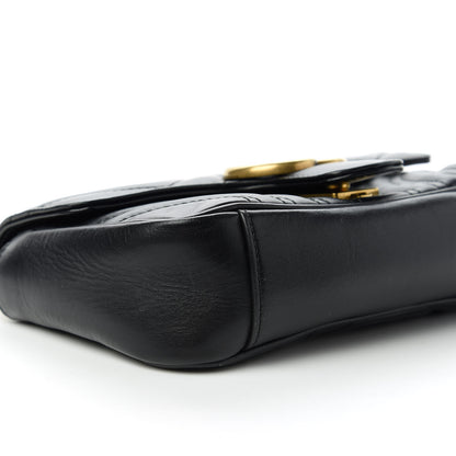 Gucci Calfskin Matelasse Mini GG Marmont Shoulder Bag Black 6 of 11