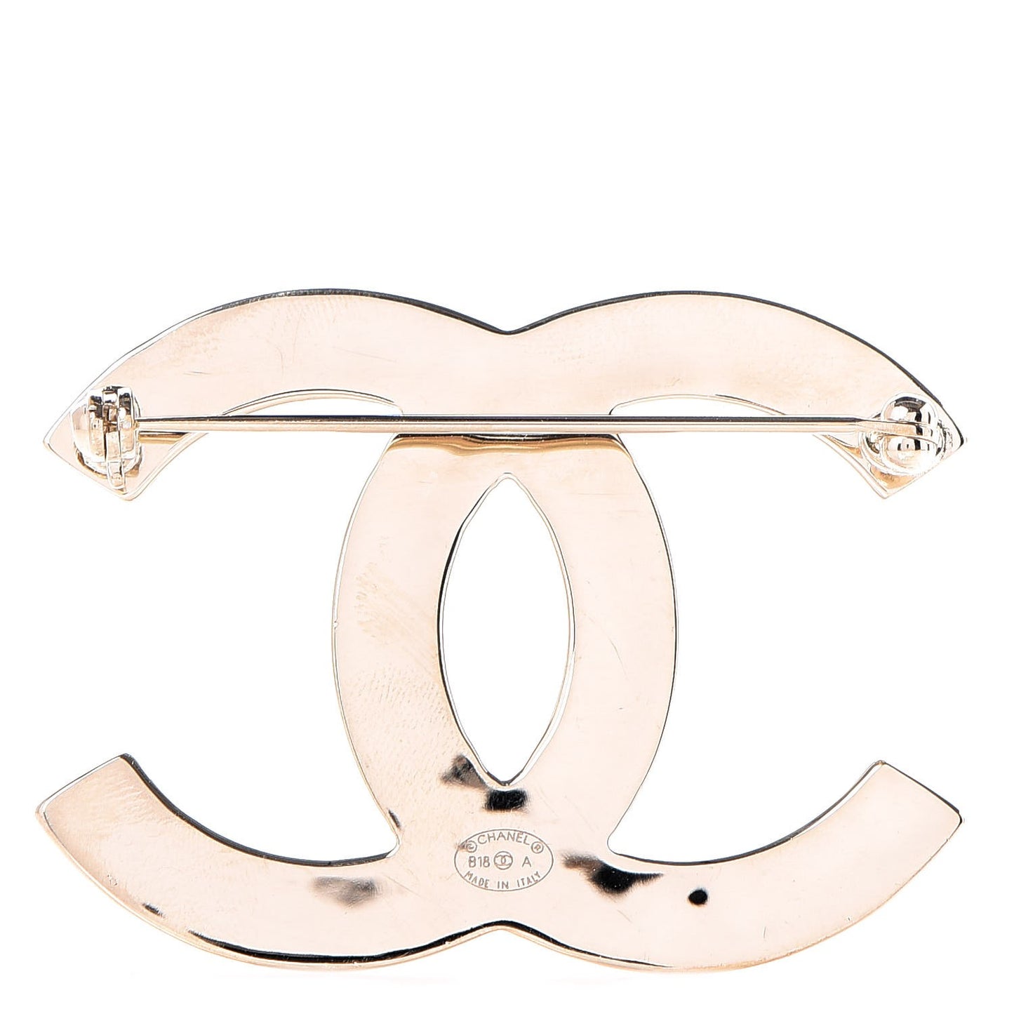 Crystal Enamel Stripe CC Brooch Black Gold