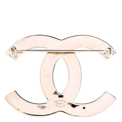 Chanel Crystal Enamel Stripe CC Brooch Black Gold 3 of 4