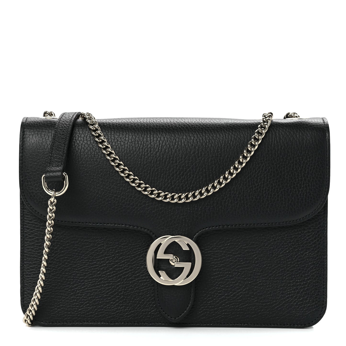 Dollar Calfskin Interlocking G Shoulder Bag Black