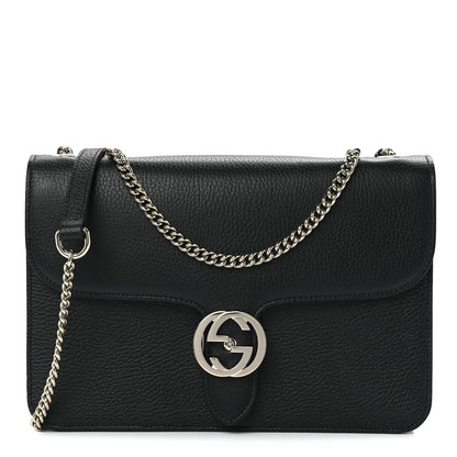 Gucci Dollar Calfskin Interlocking G Shoulder Bag Black 1 of 12