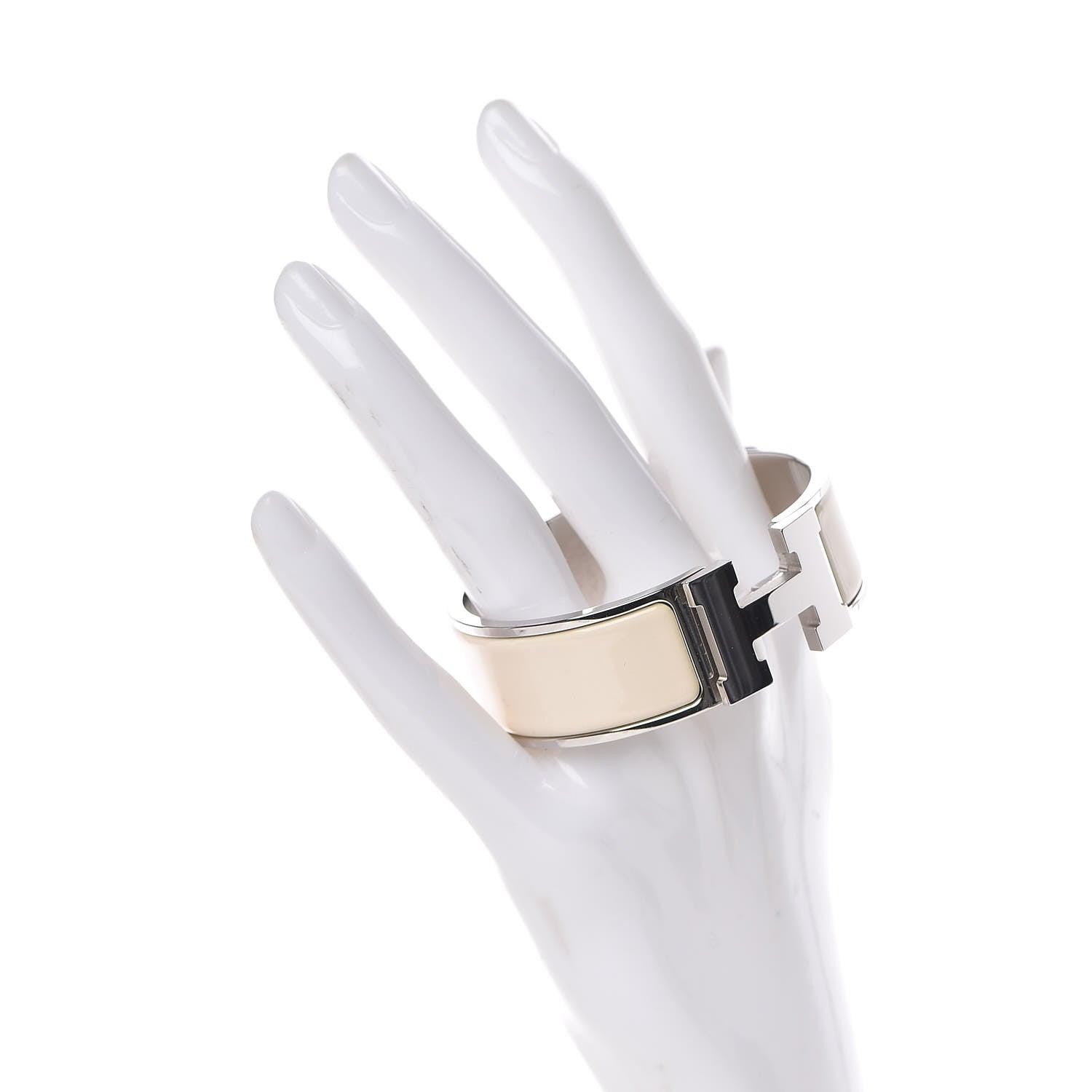 Hermes Enamel Wide Clic Clac H Bracelet PM Creme 2 of 5