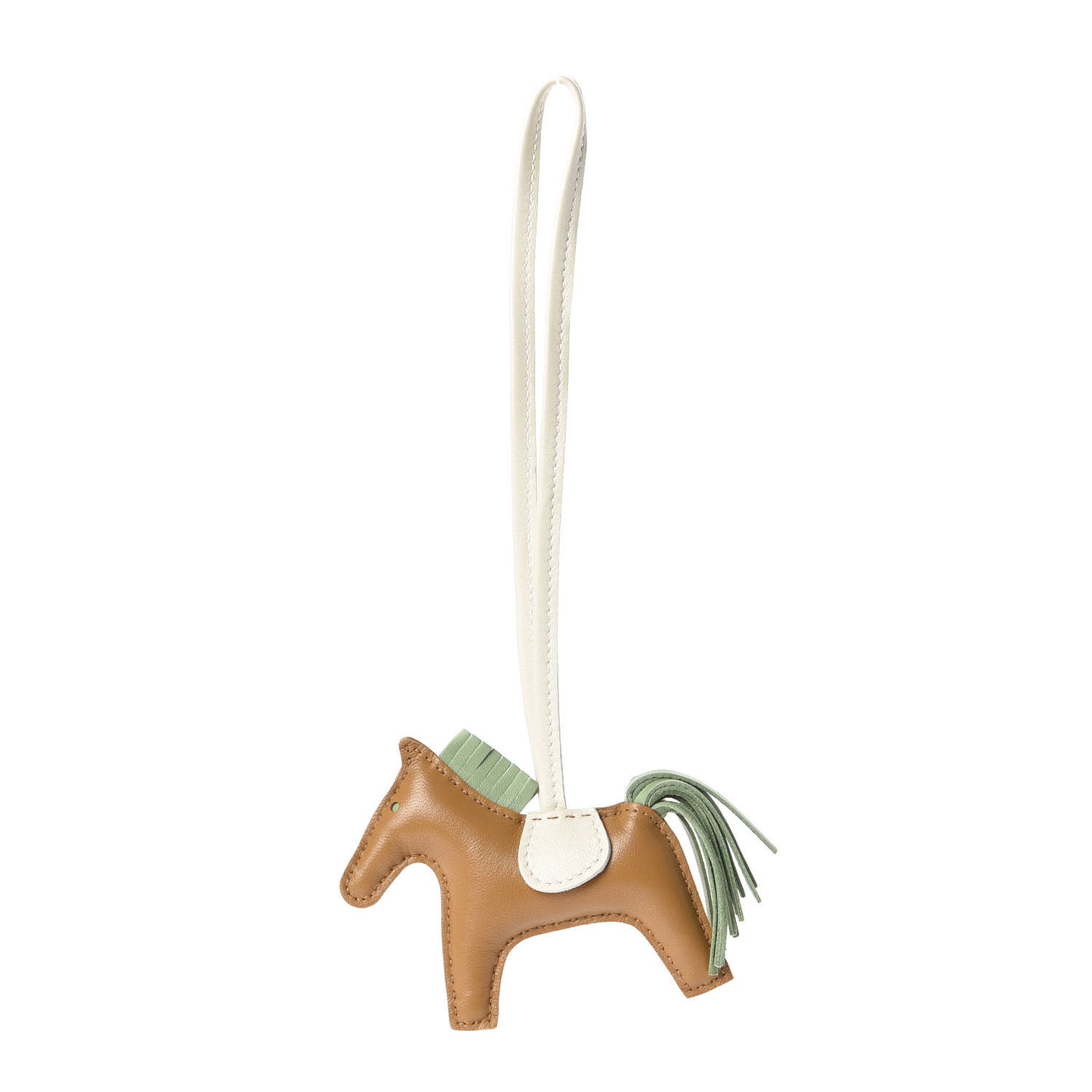 Milo Lambskin Grigri Rodeo Horse Bag Charm PM Sesame Vert Criquet Craie