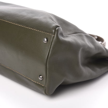 Fendi Vitello Saddle Cuoio Romano Selleria Large Peekaboo Iconic Satchel Olive 10 of 13