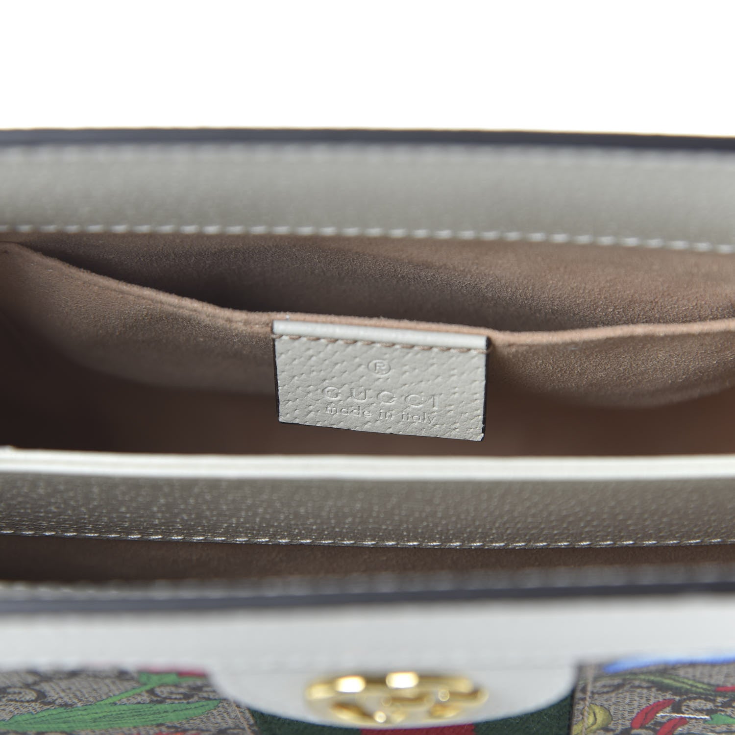Gucci GG Supreme Monogram Flora Web Small Ophidia Chain Shoulder Bag White 8 of 10