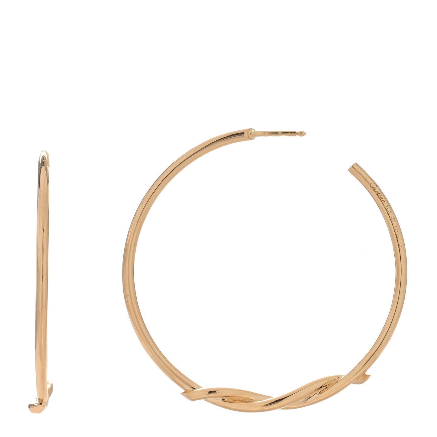 18K Yellow Gold Entrelaces Hoop Earrings