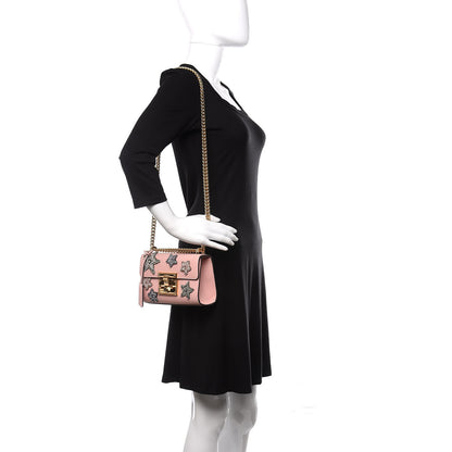 Gucci Calfskin Crystal Star Embroidered Small Padlock Shoulder Bag Perfect Pink Multicolor 2 of 11
