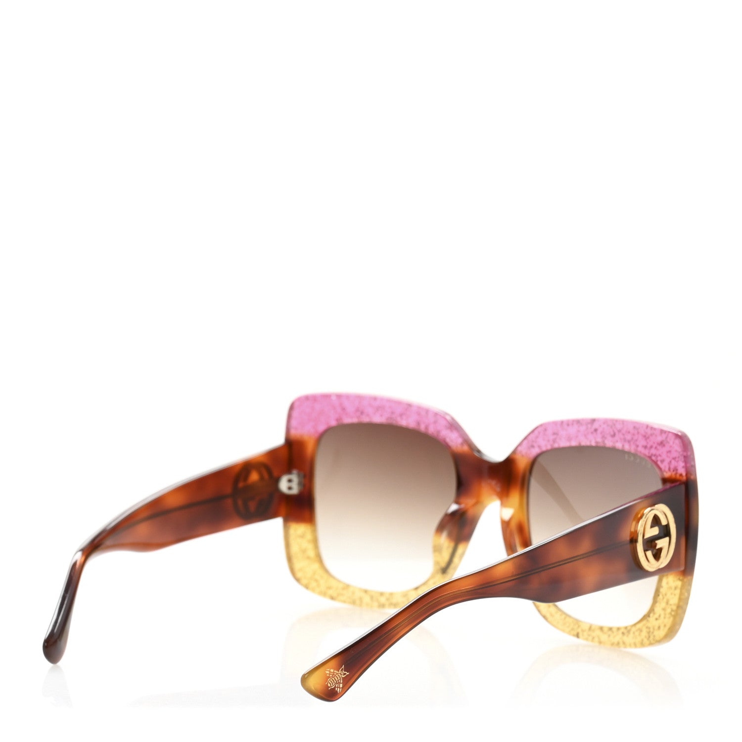 Gucci Square Frame GG0083S Sunglasses Glitter Pink Multi 4 of 8