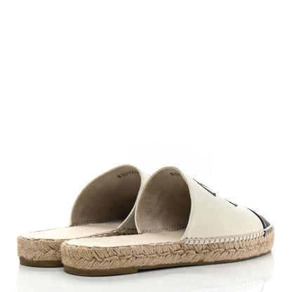 Chanel Iridescent Goatskin CC Espadrille Mules 41 Ivory Black 4 of 10