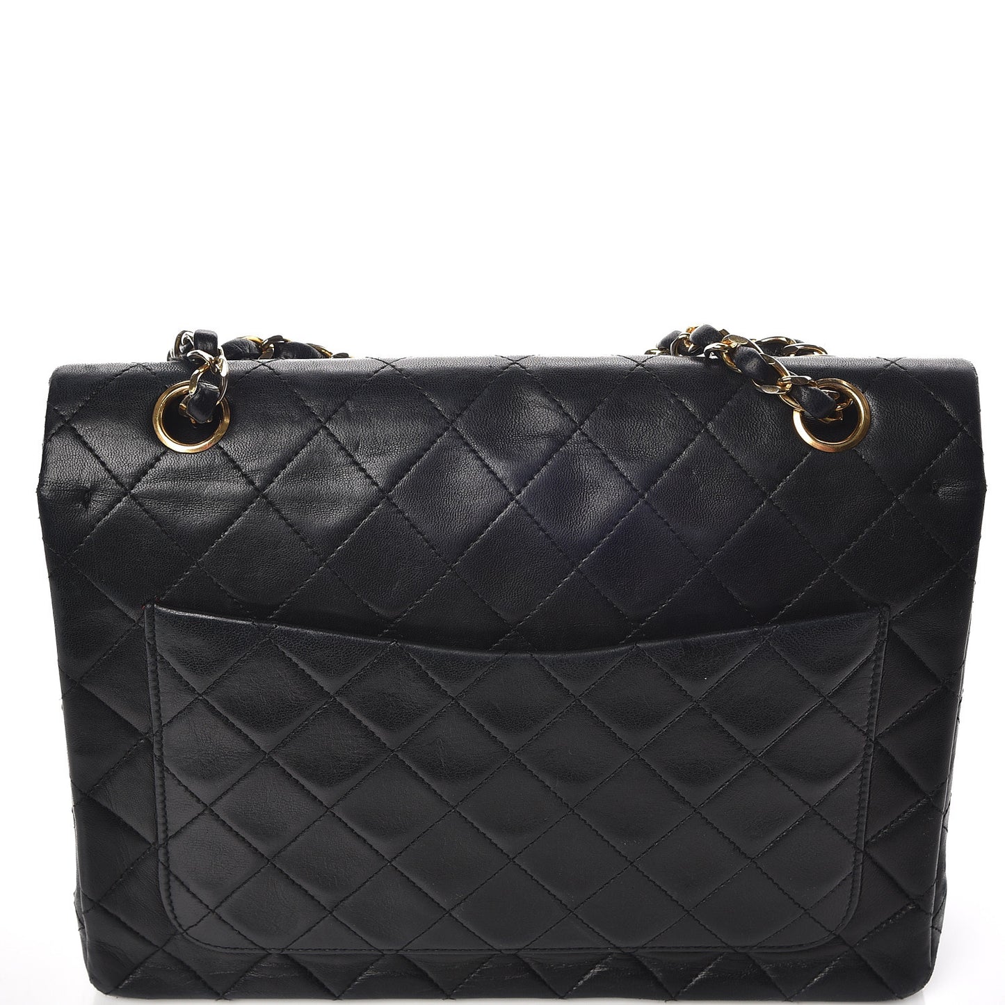 Lambskin Quilted Medium Double Flap Black
