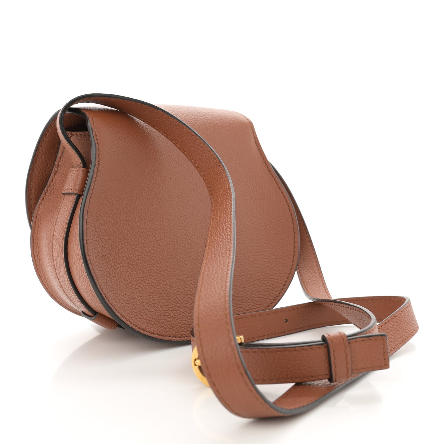 Grained Calfskin Small Marcie Saddle Bag Tan