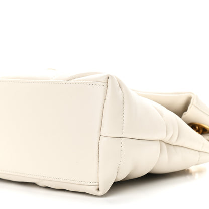 Saint Laurent Lambskin Quilted Small Loulou Puffer Monogram Chain Satchel Blanc Vintage 8 of 9