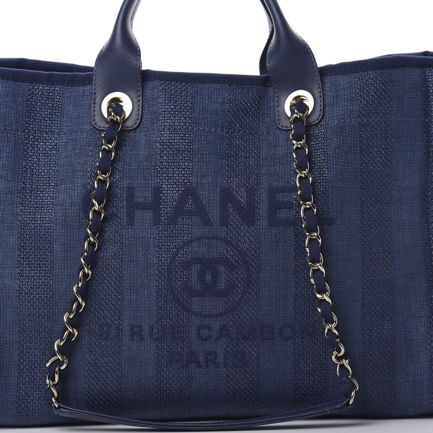 Mixed Fibers Striped Medium Deauville Tote Navy Blue