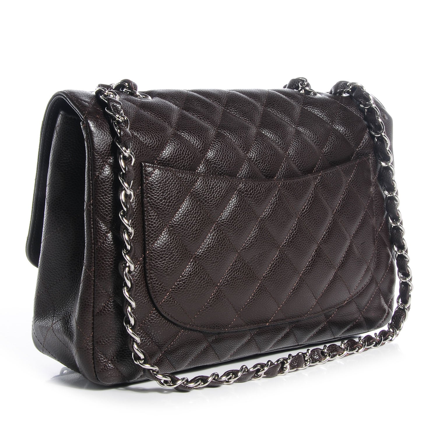 Chanel Caviar Quilted Jumbo Single Flap Dark Brown 3 of 8