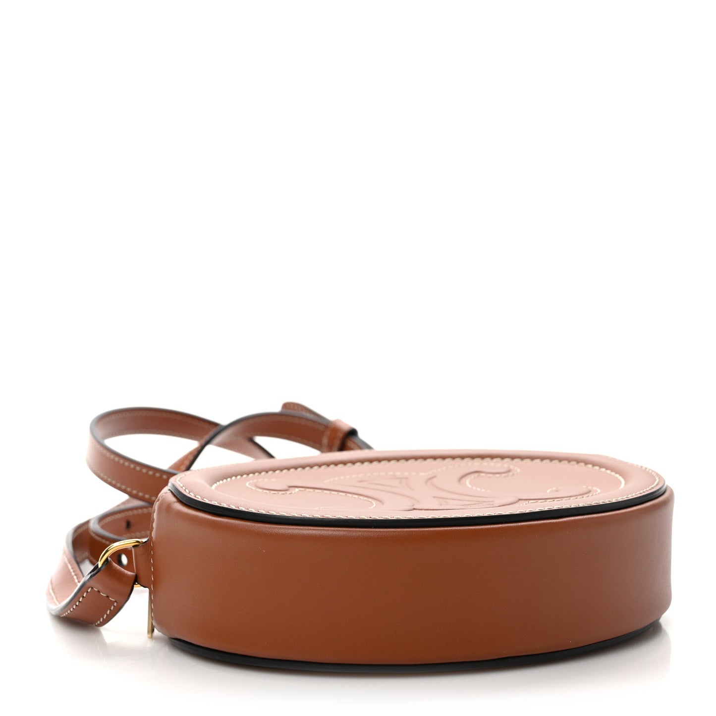 Smooth Calfskin Cuir Small Triomphe Oval Crossbody Purse Tan