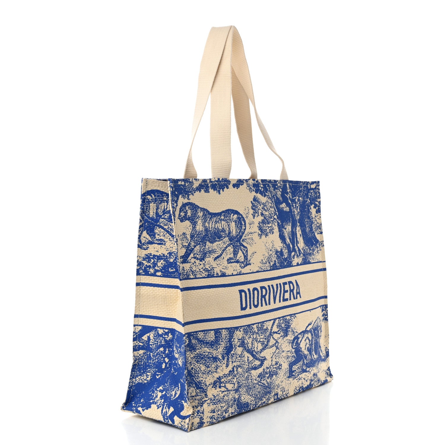 Christian Dior Straw Dioriviera Tote Blue 3 of 8