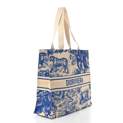 Christian Dior Straw Dioriviera Tote Blue 3 of 8