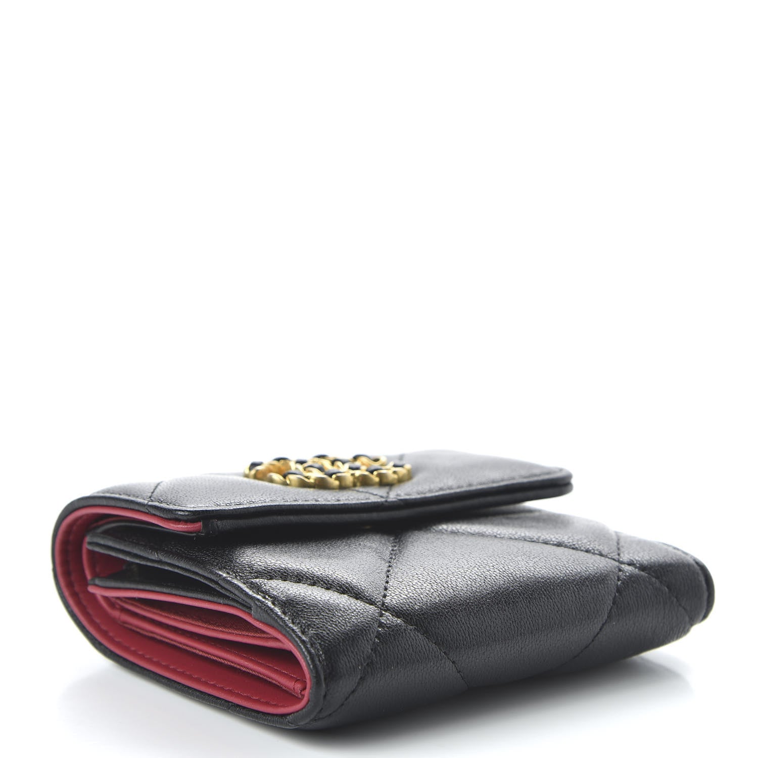 Chanel Lambskin Quilted 19 Small Flap Wallet Black 4 of 11
