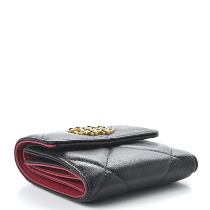 Chanel Lambskin Quilted 19 Small Flap Wallet Black 4 of 11