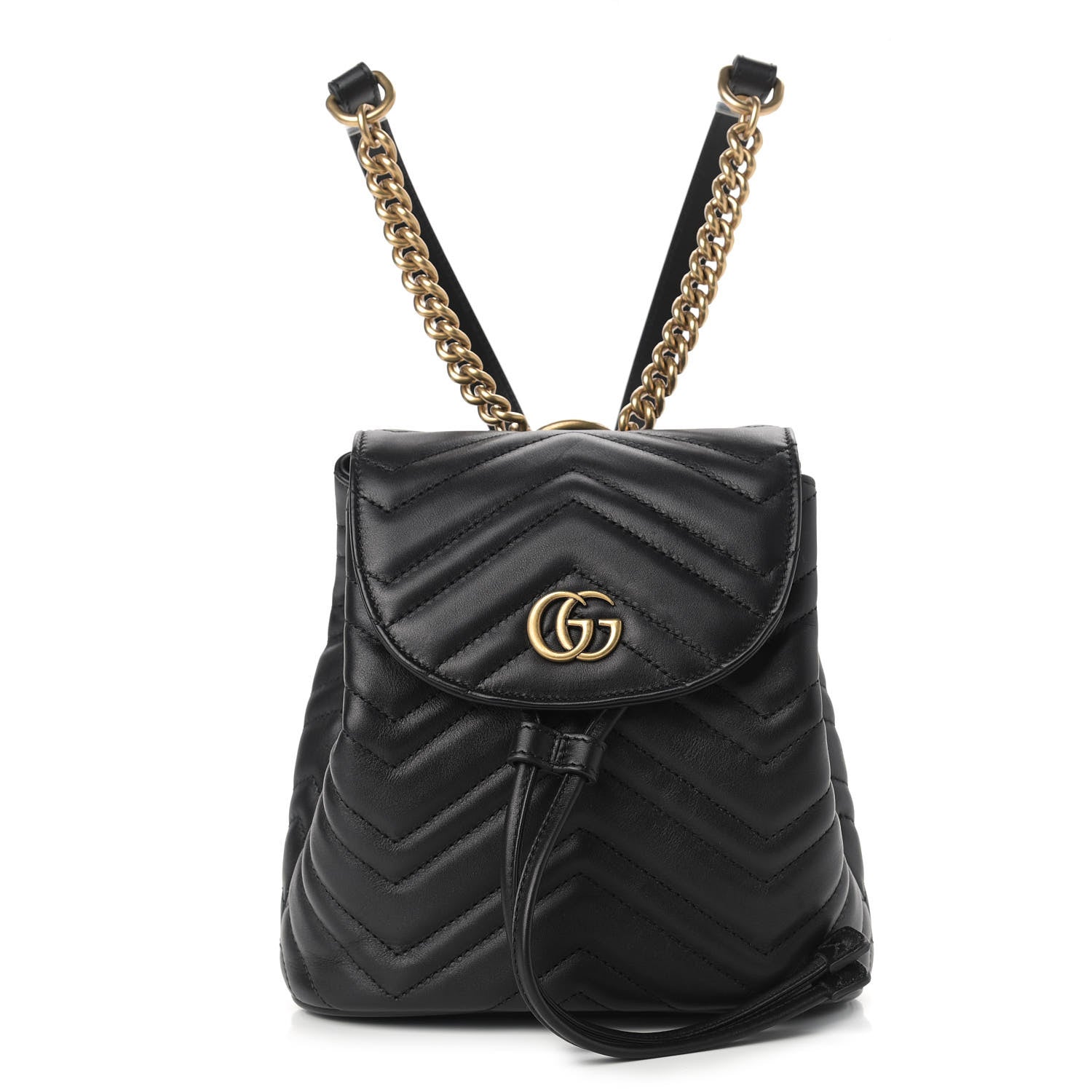 Gucci Calfskin Matelasse GG Marmont Flap Backpack Black 1 of 11