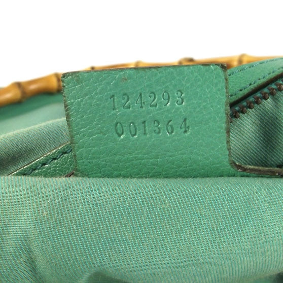 Leather Bamboo Handle Tote Mint Green
