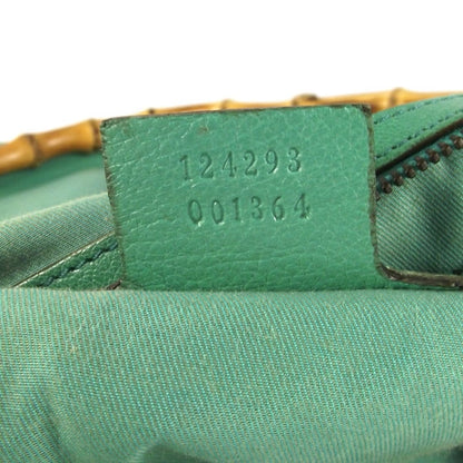 Gucci Leather Bamboo Handle Tote Mint Green 9 of 10