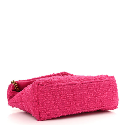Saint Laurent Boucle Tweed Quilted Toy Loulou Puffer Monogram Chain Satchel Magenta 4 of 11