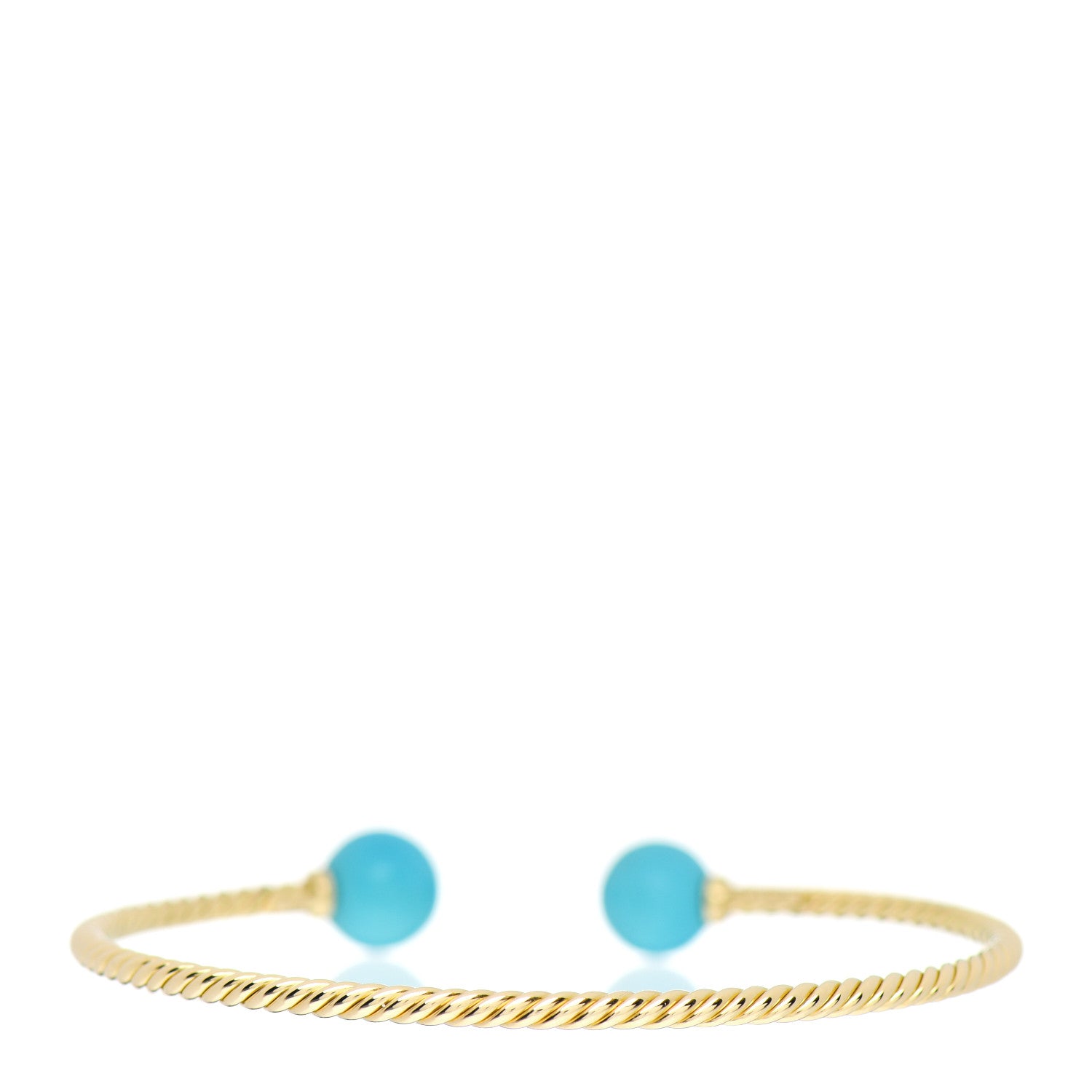 David Yurman 18K Yellow Gold Turquoise 8.5mm Solari Bead Bracelet 2 of 3