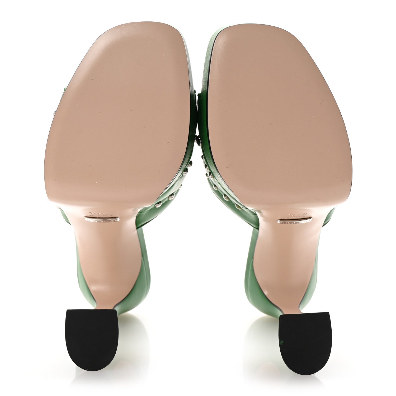 Gucci Calfskin Embellished Claire Mules 37.5 Spring Green 6 of 10