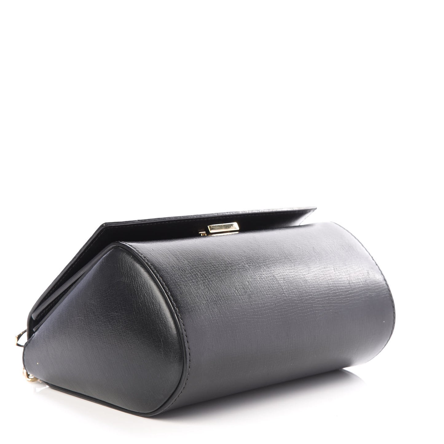 Textured Calfskin Mini Pandora Box Chain Crossbody Bag Black