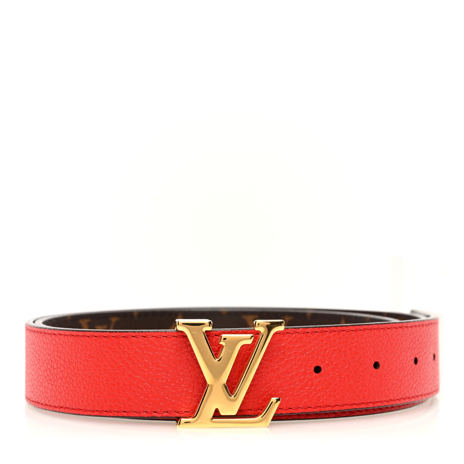 Louis Vuitton Calfskin Monogram LV Initiales Reversible Belt 90 36 Red 2 of 6