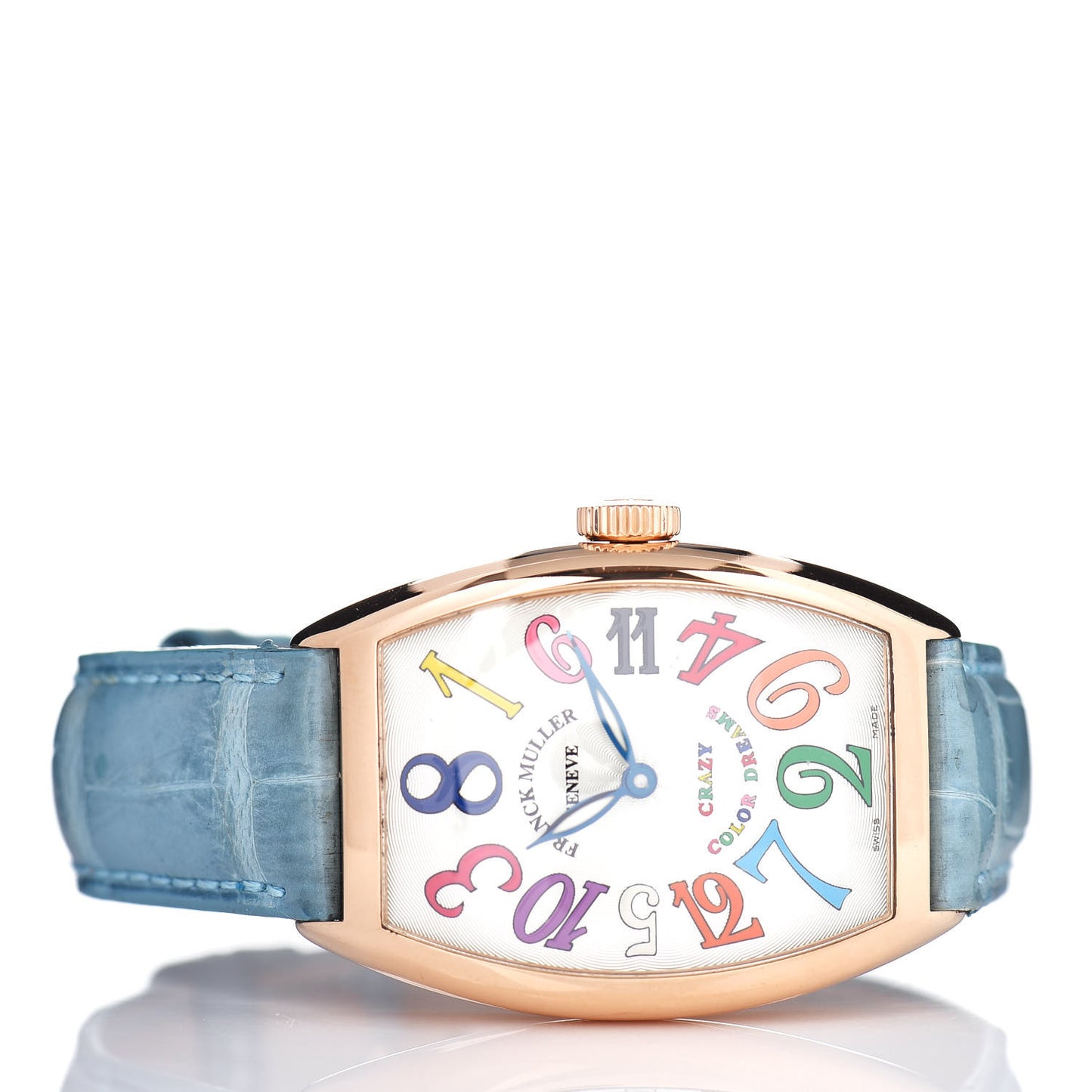 18K Rose Gold Alligator 32mm Crazy Hours Color Dreams Automatic Watch 5850CHCOLDRM