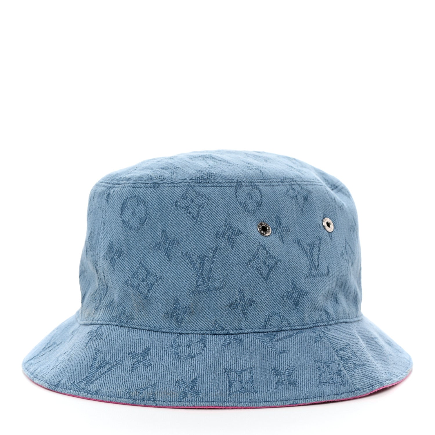 Louis Vuitton Monogram Denim Reversible Bucket Hat 58 Blue Pink