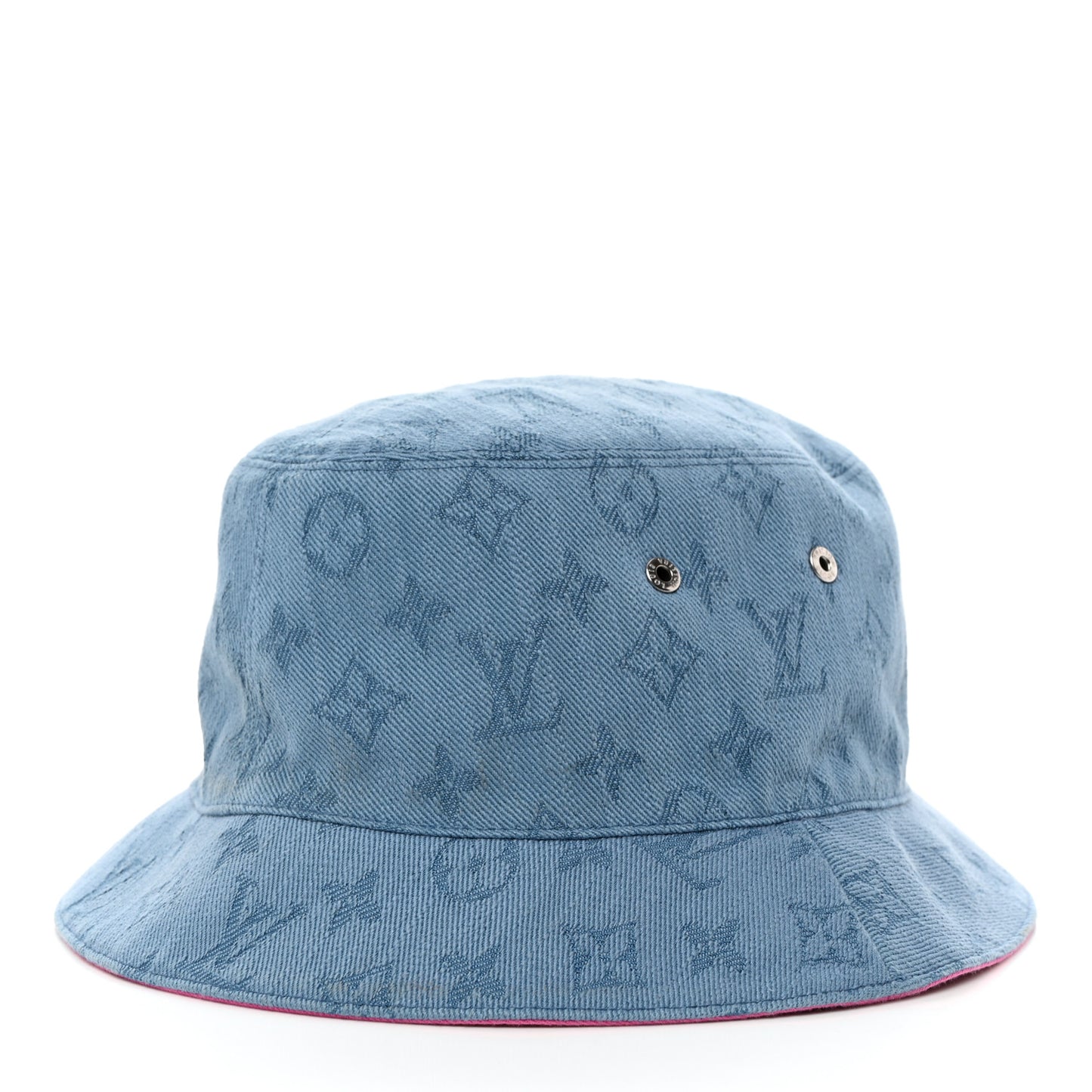 Monogram Denim Reversible Bucket Hat 58 Blue Pink
