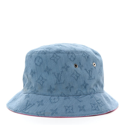 Louis Vuitton Monogram Denim Reversible Bucket Hat 58 Blue Pink 7 of 15