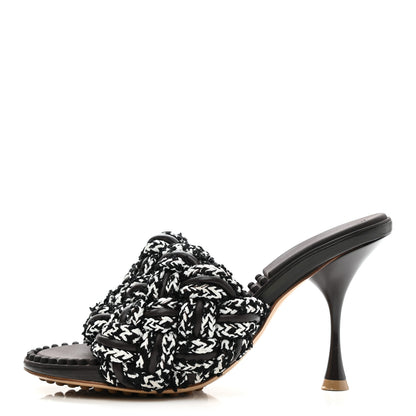 Bottega Veneta Lambskin Rope Woven Dot Sandals 37.5 Black 1 of 8
