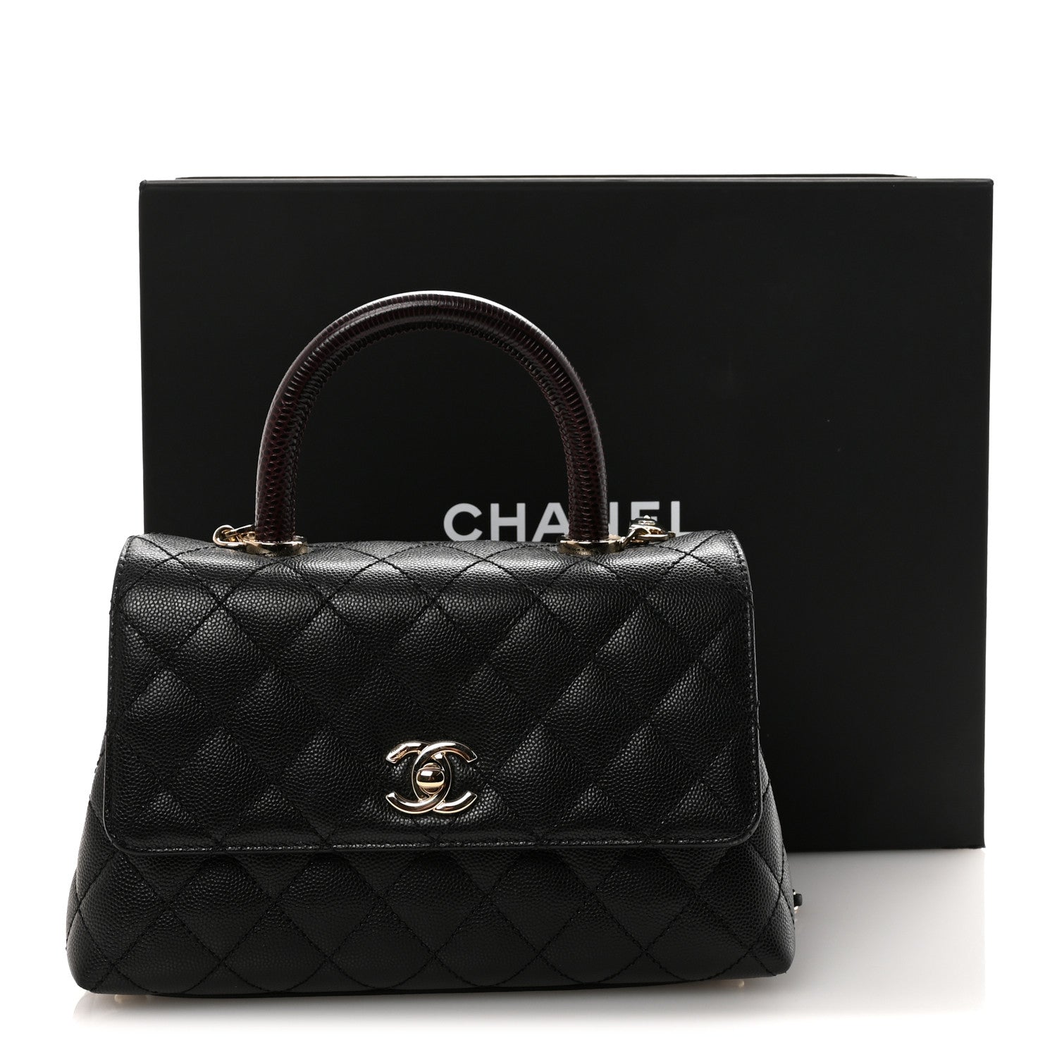 Chanel Caviar Lizard Embossed Quilted Mini Coco Handle Flap Black 11 of 11