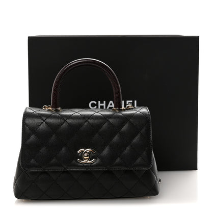 Chanel Caviar Lizard Embossed Quilted Mini Coco Handle Flap Black 11 of 11