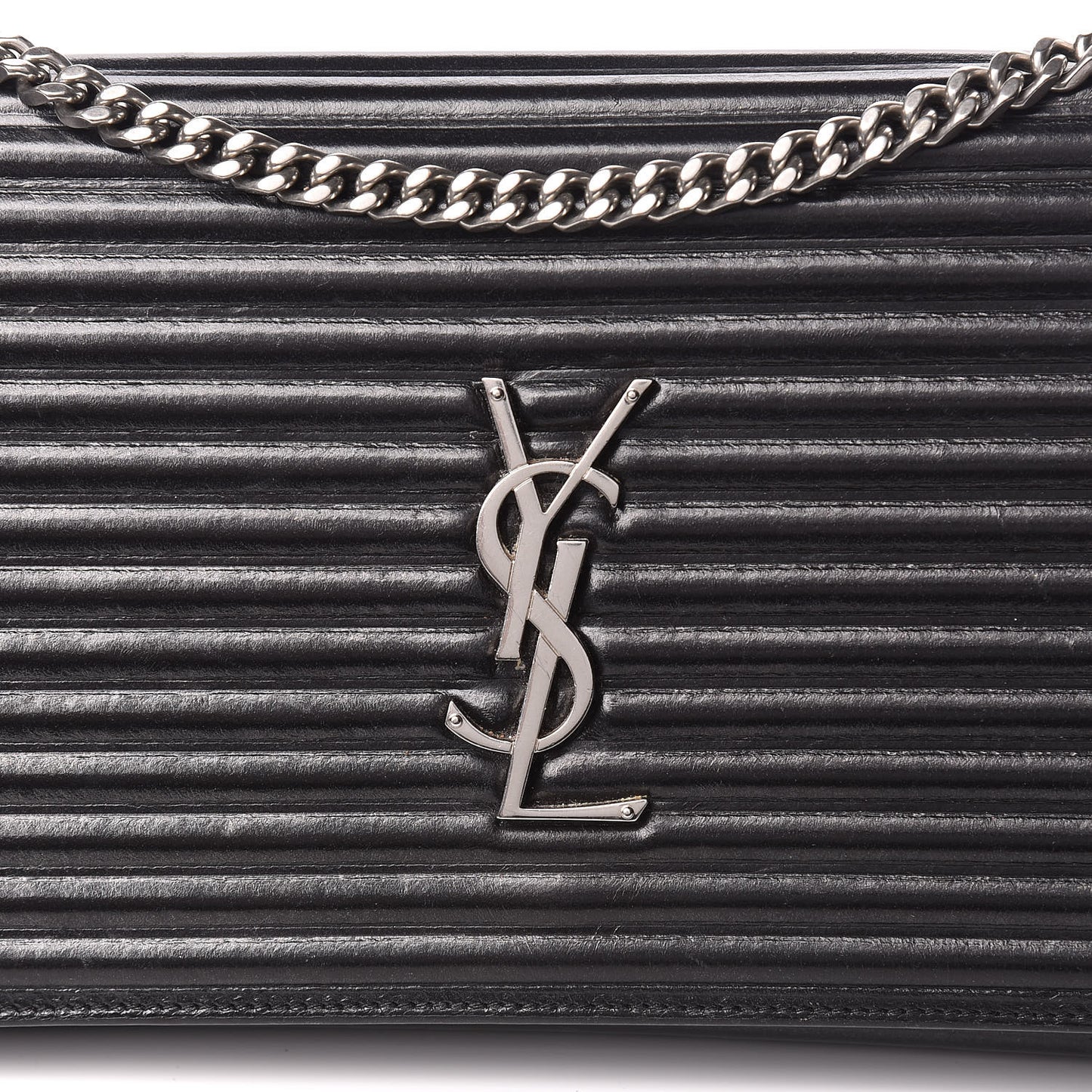 Ribbed Calfskin Opium Monogram Chain Wallet Black