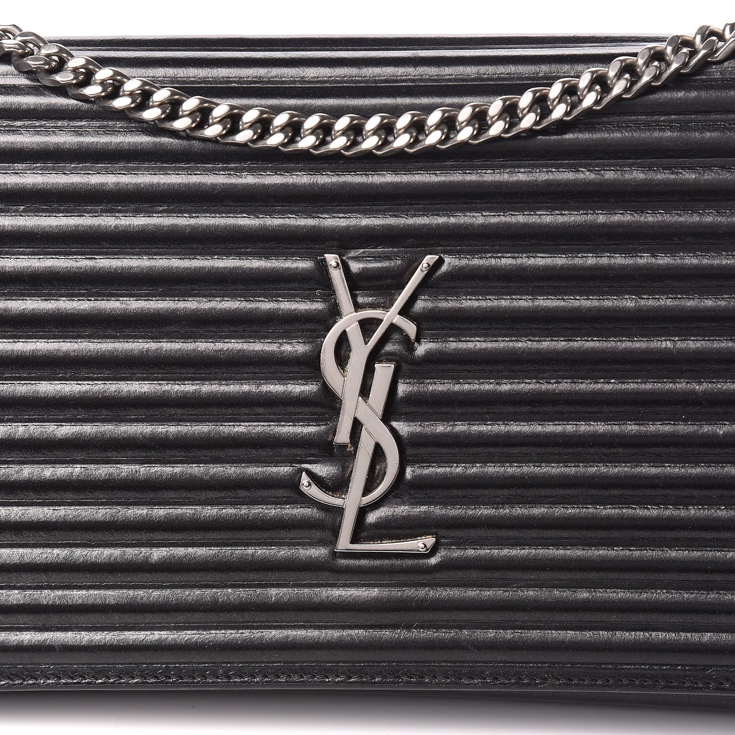 Saint Laurent Ribbed Calfskin Opium Monogram Chain Wallet Black 16 of 17