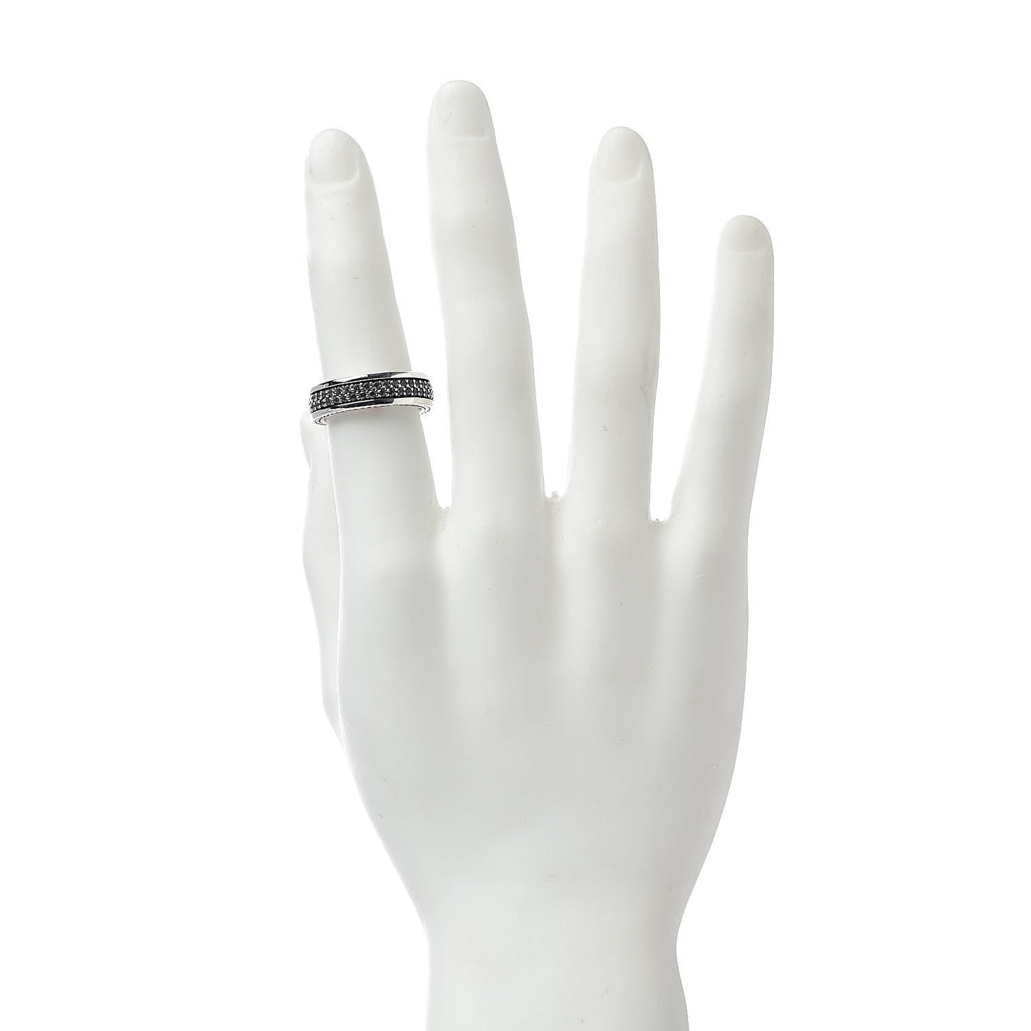 Sterling Silver Gray Sapphires Streamline Two-Row Band Ring 60 9