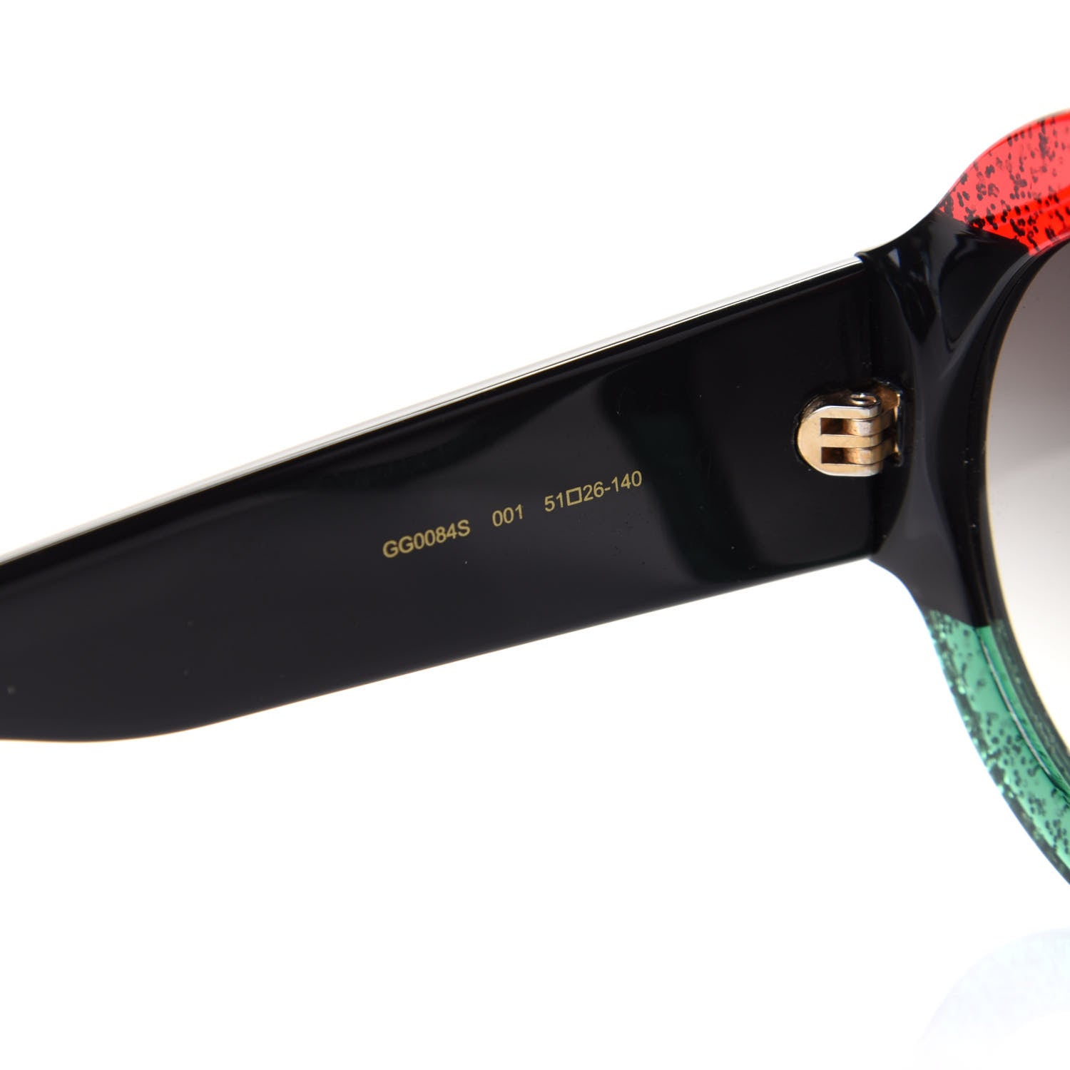Gucci Acetate Round GG0084S Sunglasses Black Red Green 6 of 9
