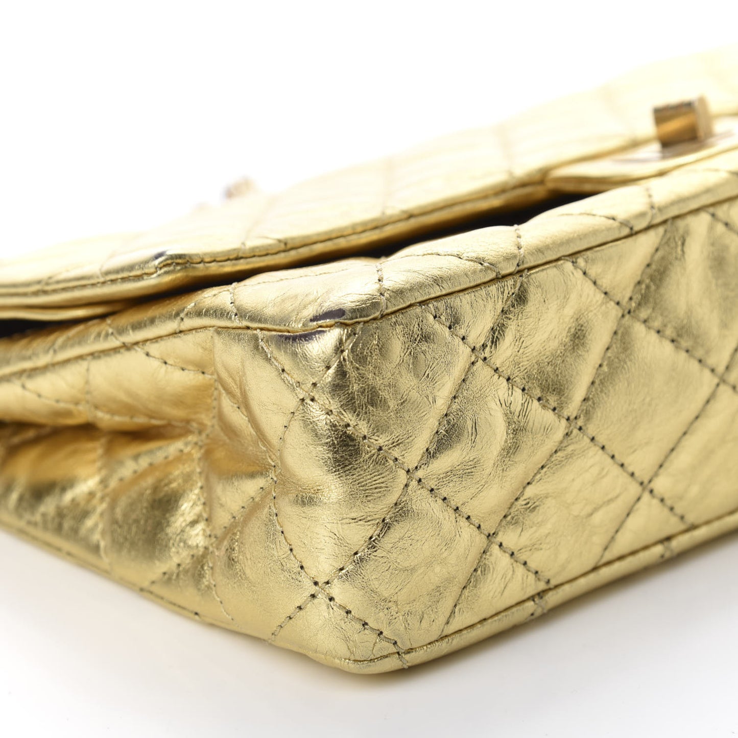 Metallic Aged Calfskin Quilted 2.55 Reissue 225 Flap Gold