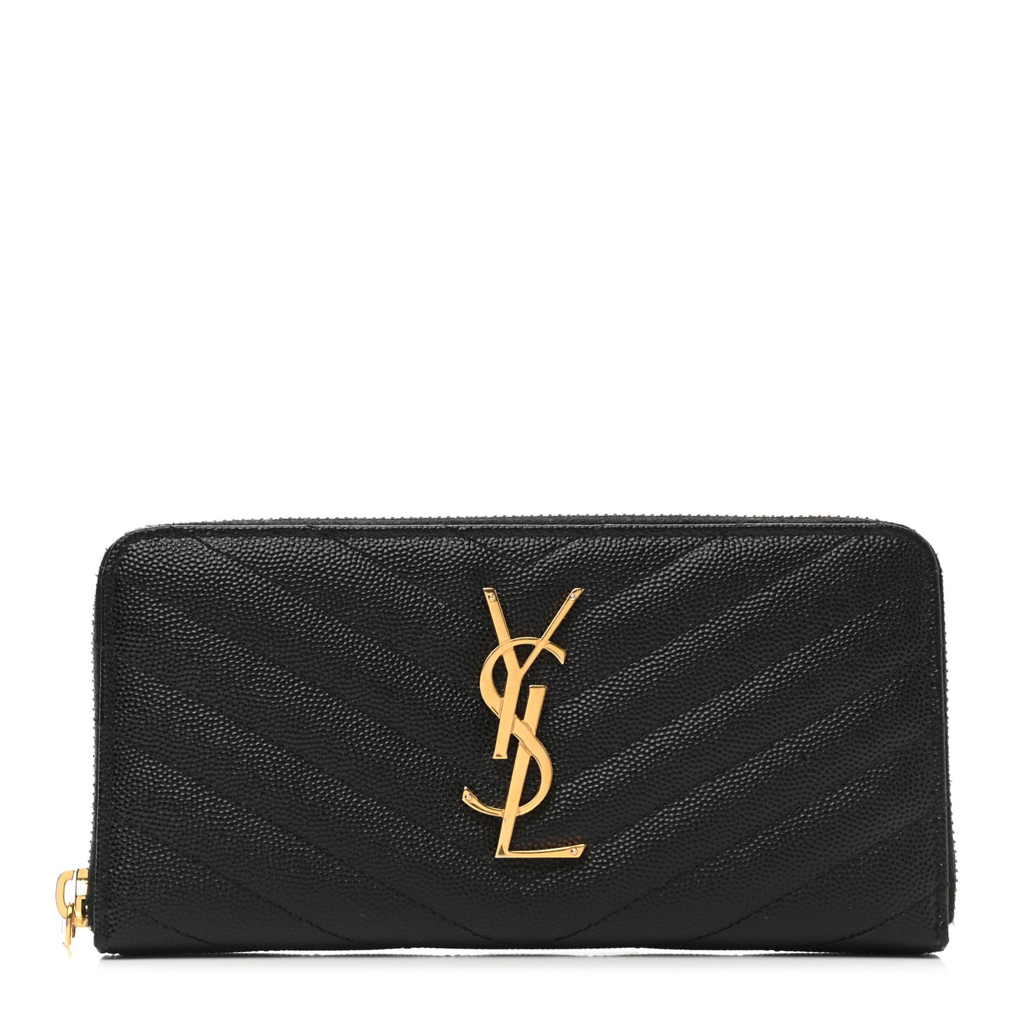 Grain De Poudre Matelasse Chevron Monogram Zip Around Wallet Black
