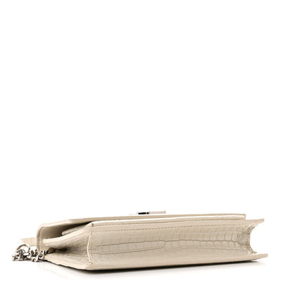 Saint Laurent Calfskin Crocodile Embossed Monogram Sunset Chain Wallet Blanc Vintage 4 of 10