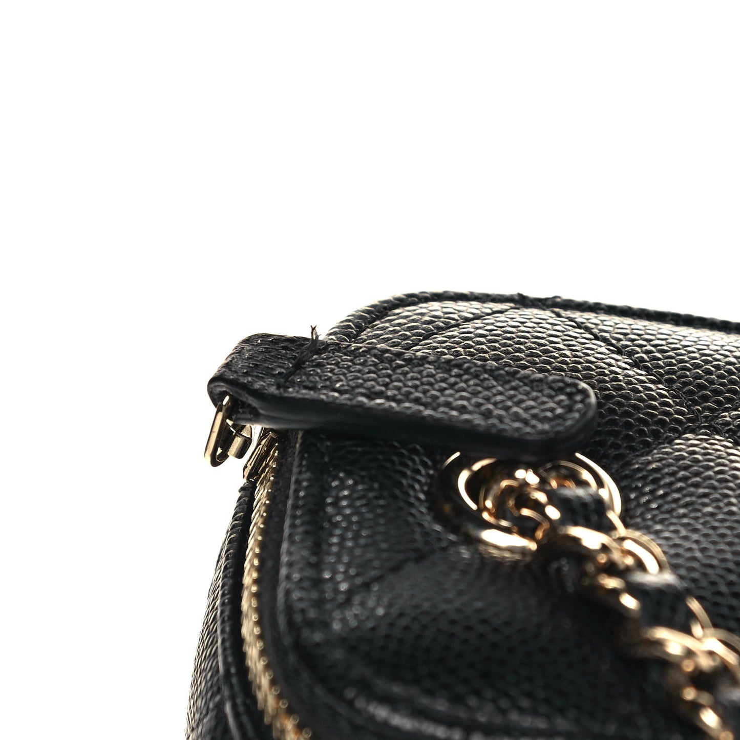 Caviar Quilted Mini Vanity Case With Chain Black