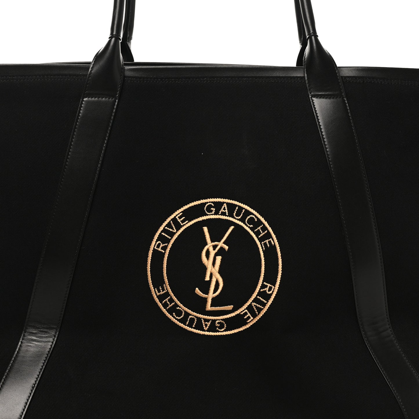 Linen Calfskin Rive Gauche Tote Black