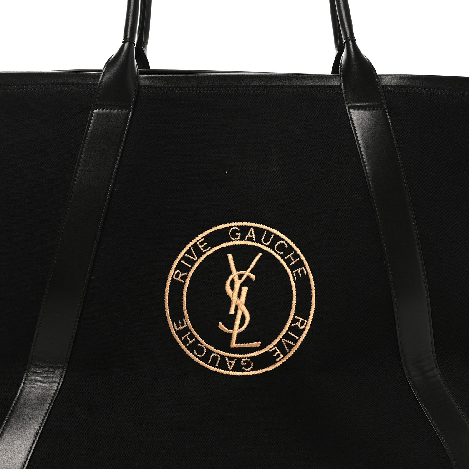 Saint Laurent Linen Calfskin Rive Gauche Tote Black 7 of 9