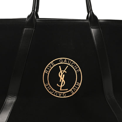 Saint Laurent Linen Calfskin Rive Gauche Tote Black 7 of 9