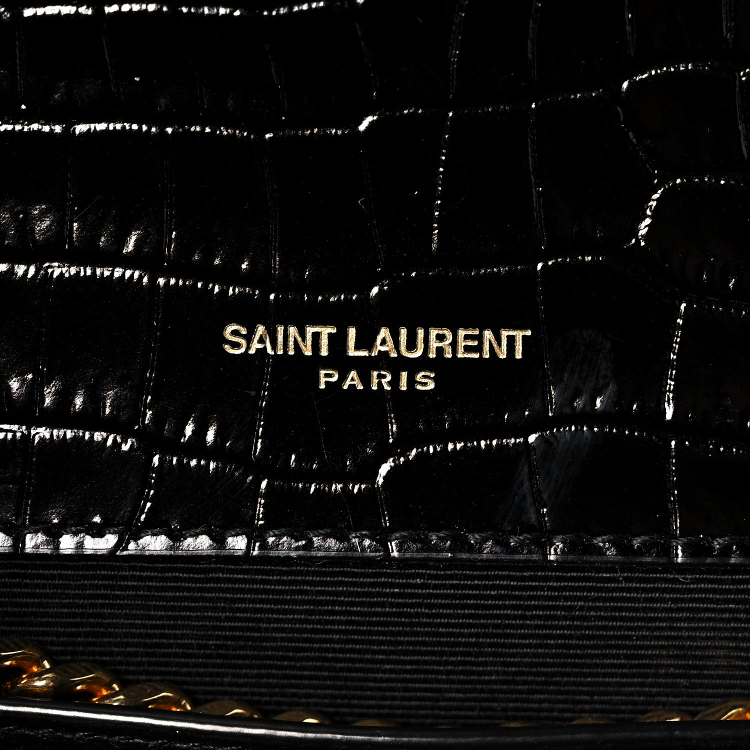 Saint Laurent Calfskin Crocodile Embossed Medium Classic Monogram Kate Tassel Satchel Black 7 of 9